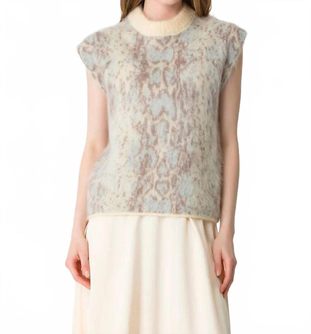 NEW FORTE FORTE plumes de python alpaca jacquard vest in beige